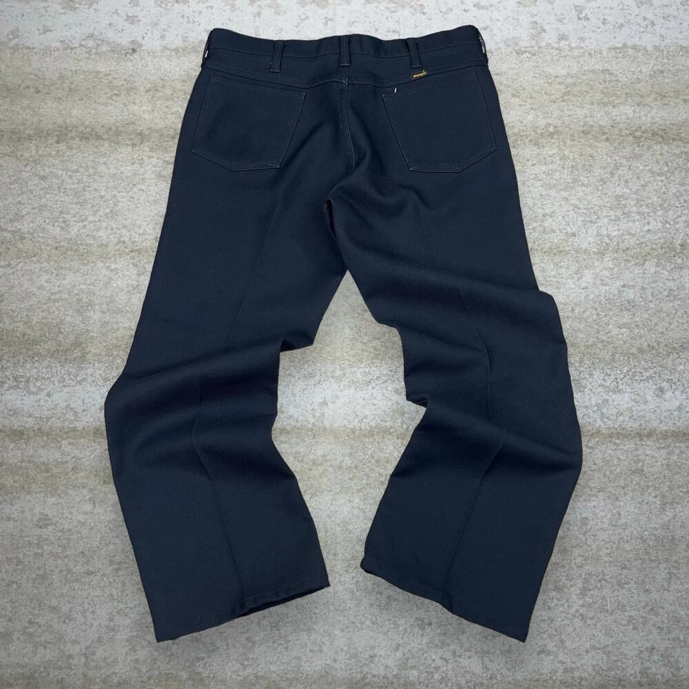 Vintage 90s Wrangler Dress Pants 36x33 Baggy Fit Jet Black Gold Flat Front